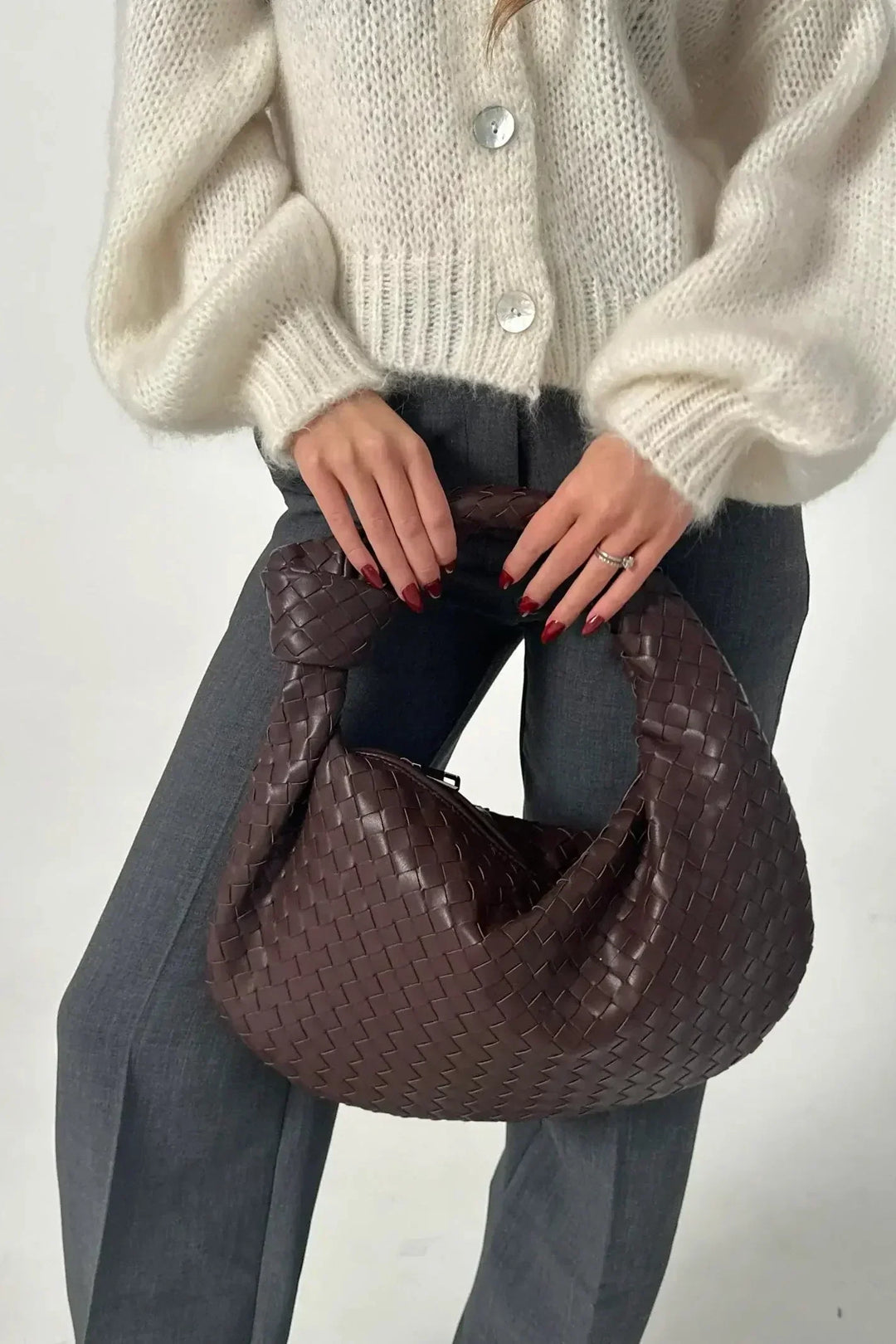 Sage Medium Woven Shoulder Bag