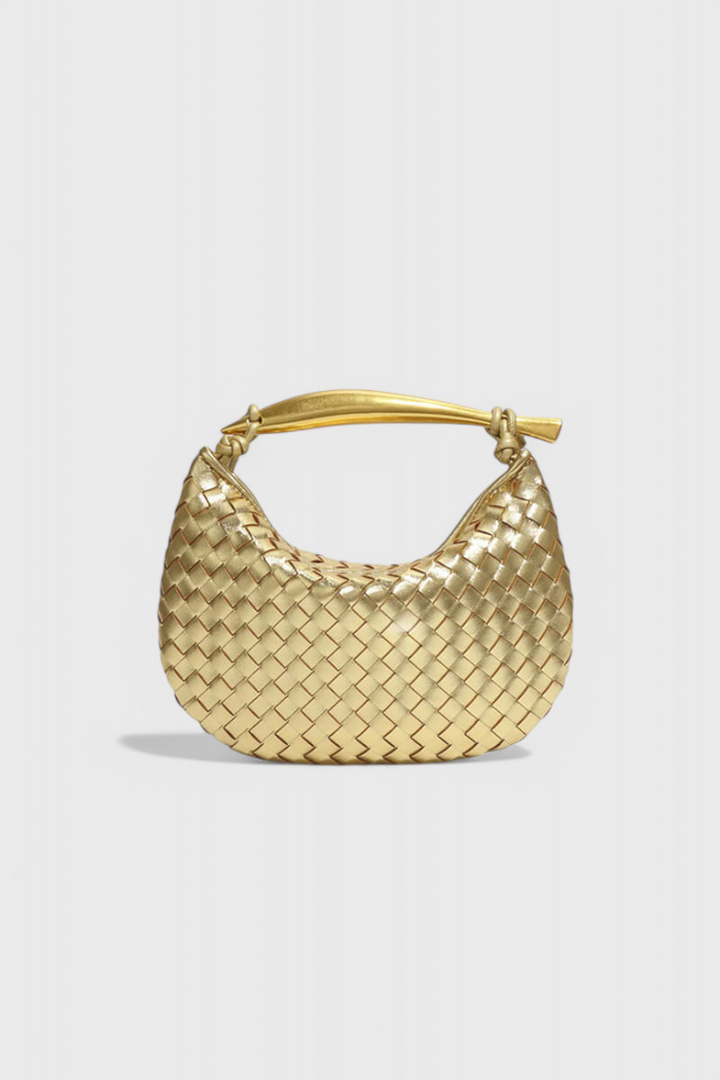 Gerda | Woven Handbag with Golden Handle