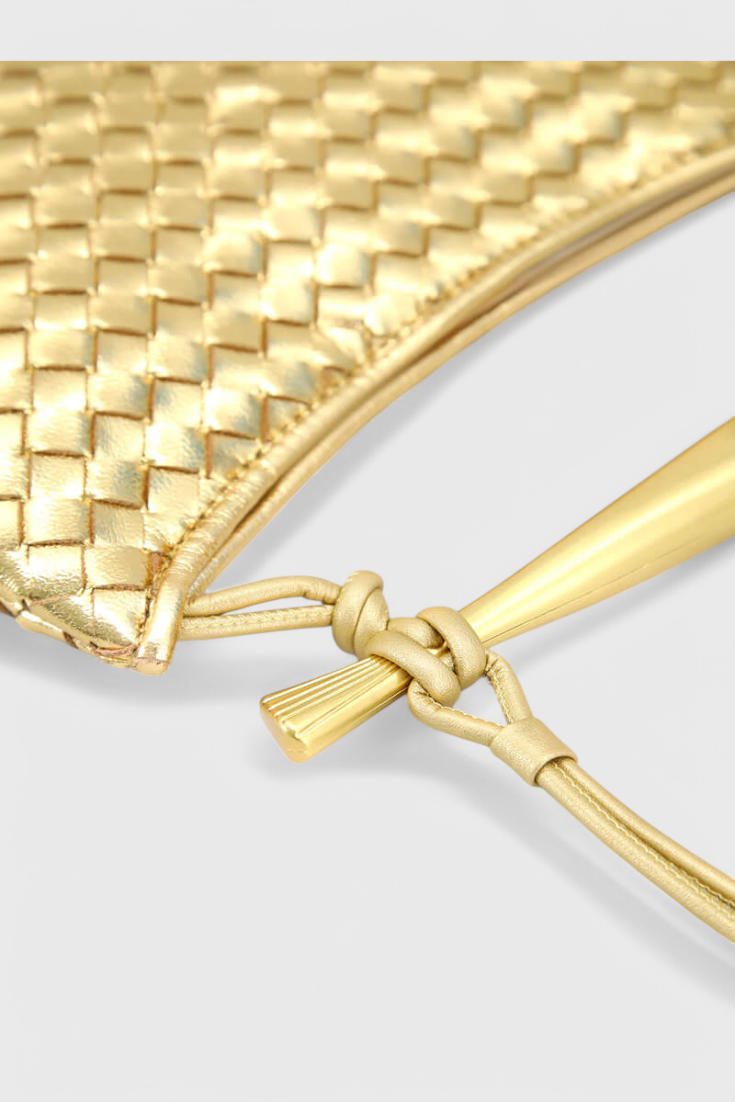 Gerda | Woven Handbag with Golden Handle