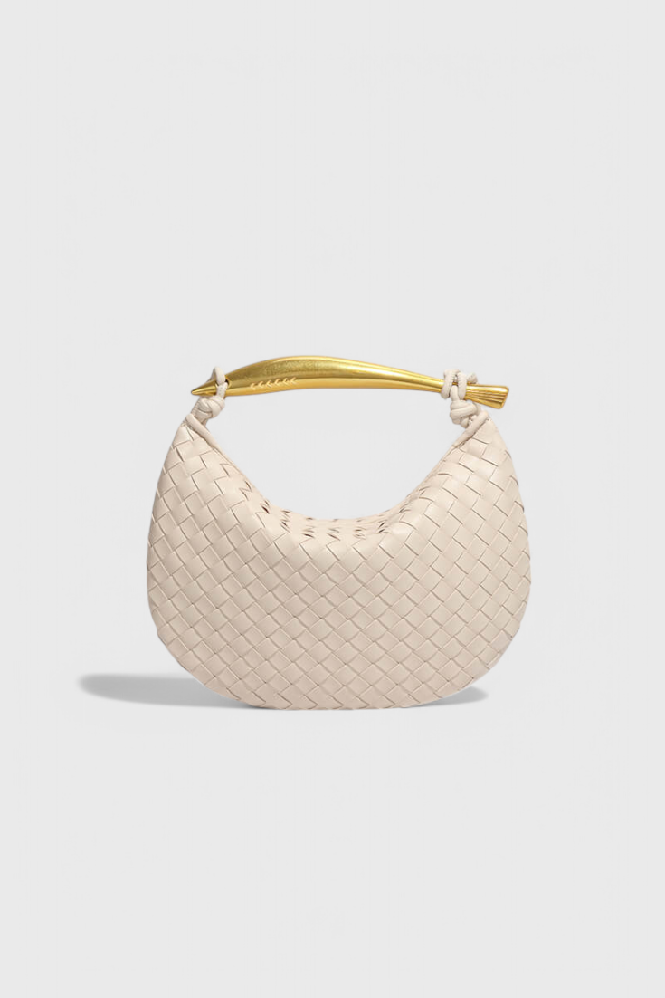 Gerda | Woven Handbag with Golden Handle