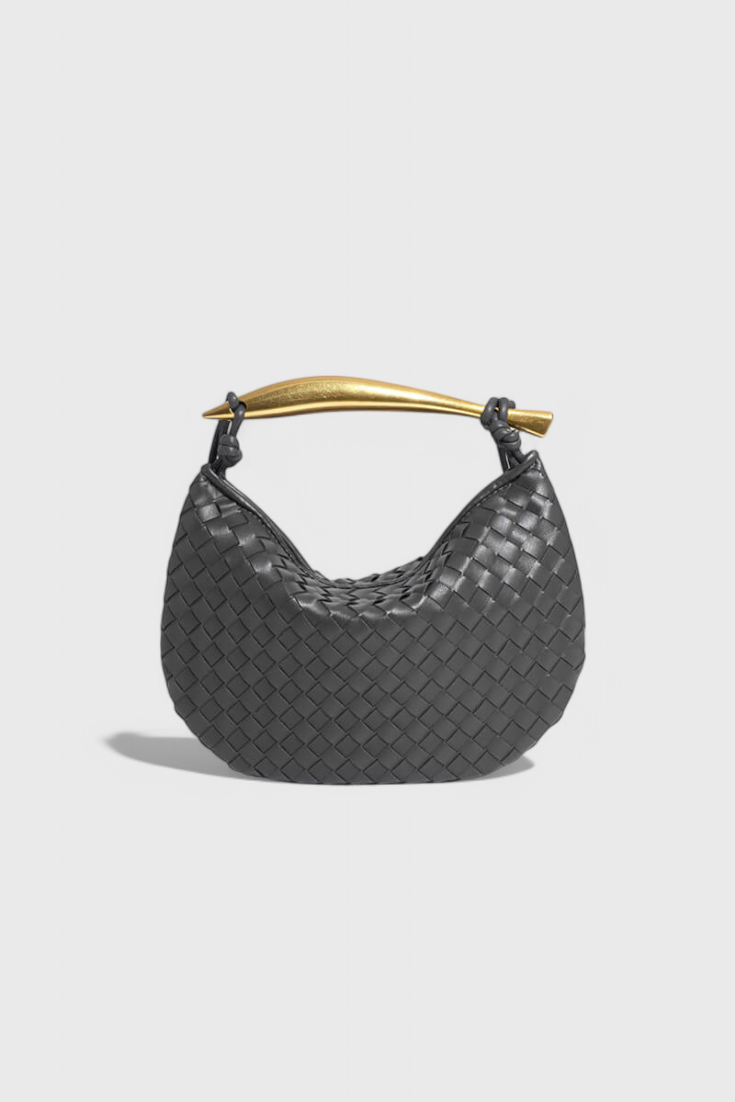 Gerda | Woven Handbag with Golden Handle