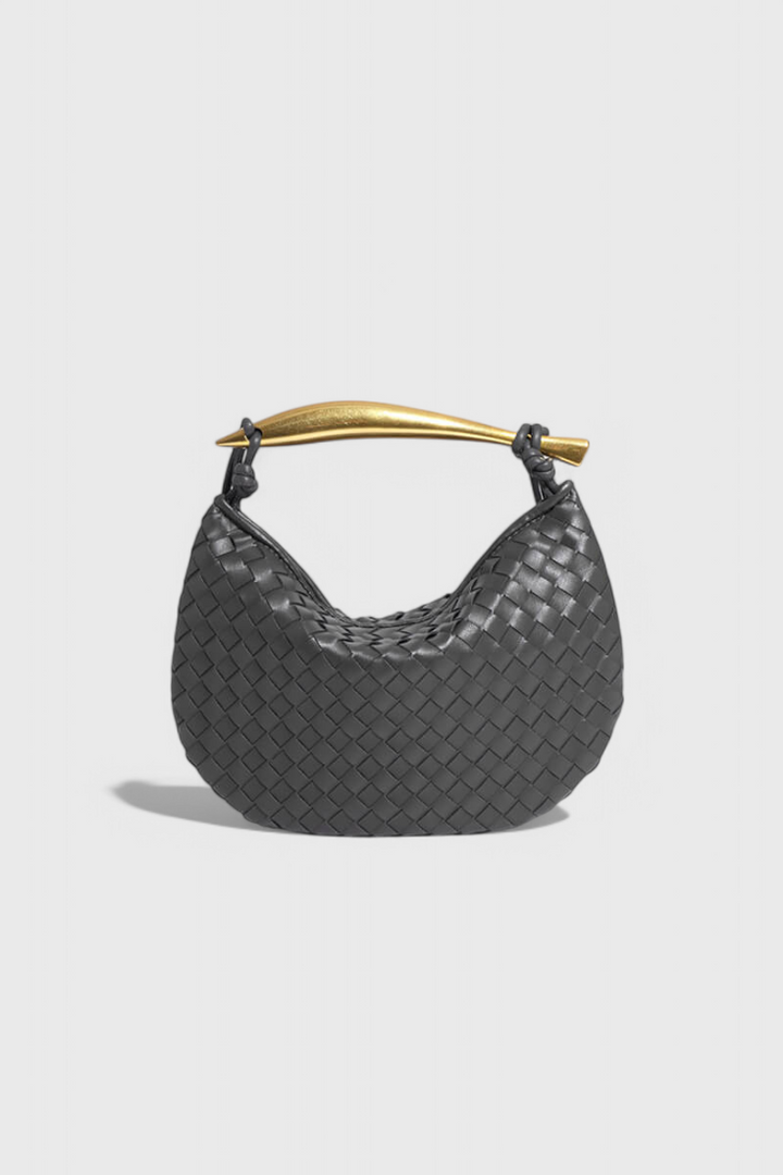 Gerda | Woven Handbag with Golden Handle