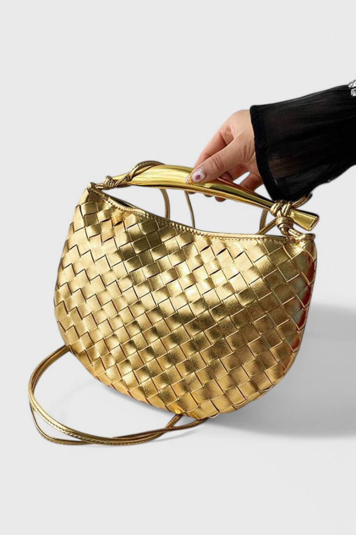 Gerda | Woven Handbag with Golden Handle