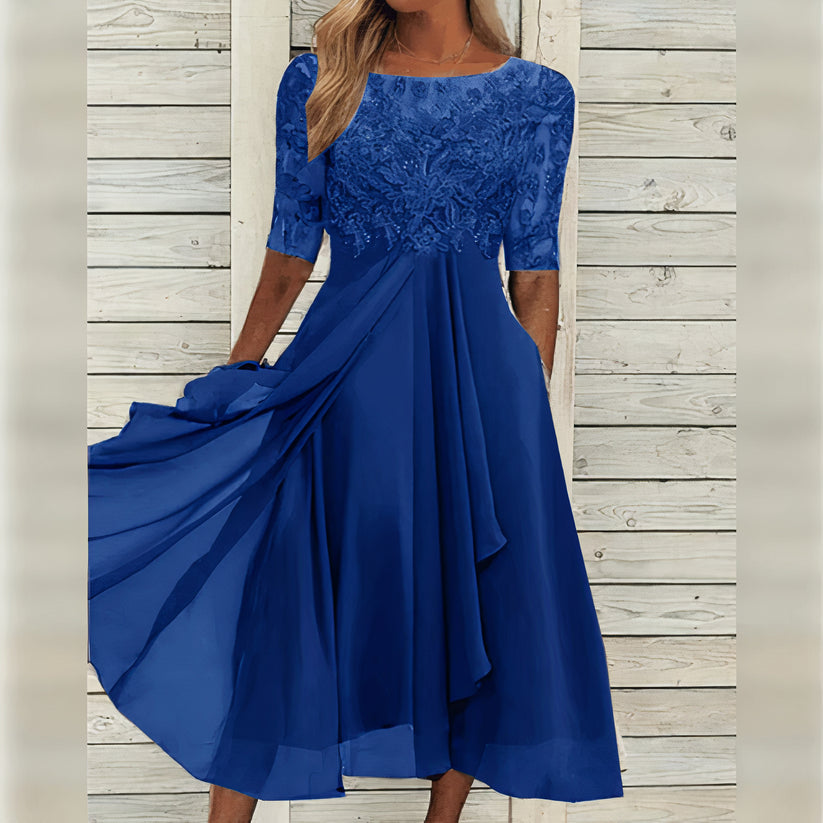 Scarlett™ - Lace Sleeve Midi Dress