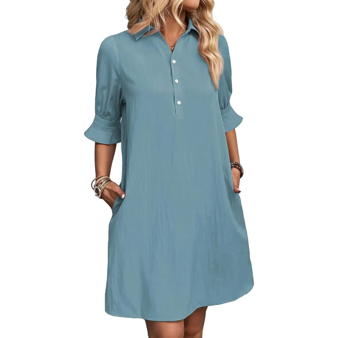 FRANCHESCA™ - Casual Button Down Shirt Dress