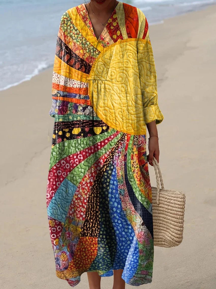 Jenna - Colorful Warm Sunshine &amp; Sea of Flowers Print Buttoned Cardigan Sweater and Dress