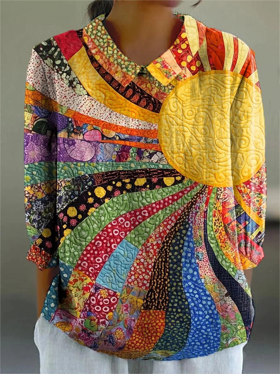 Jenna - Colorful Warm Sunshine &amp; Sea of Flowers Print Buttoned Cardigan Sweater and Dress