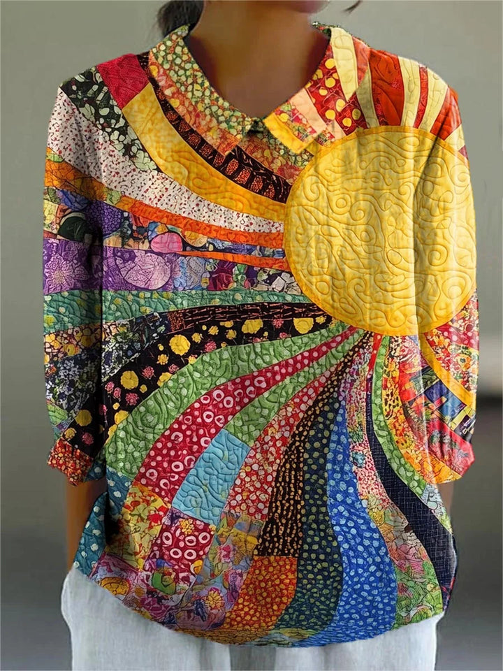 Jenna - Colorful Warm Sunshine &amp; Sea of Flowers Print Buttoned Cardigan Sweater and Dress