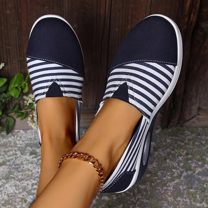 Tasha - Comfortable orthopedic slip on sneaker with stripes