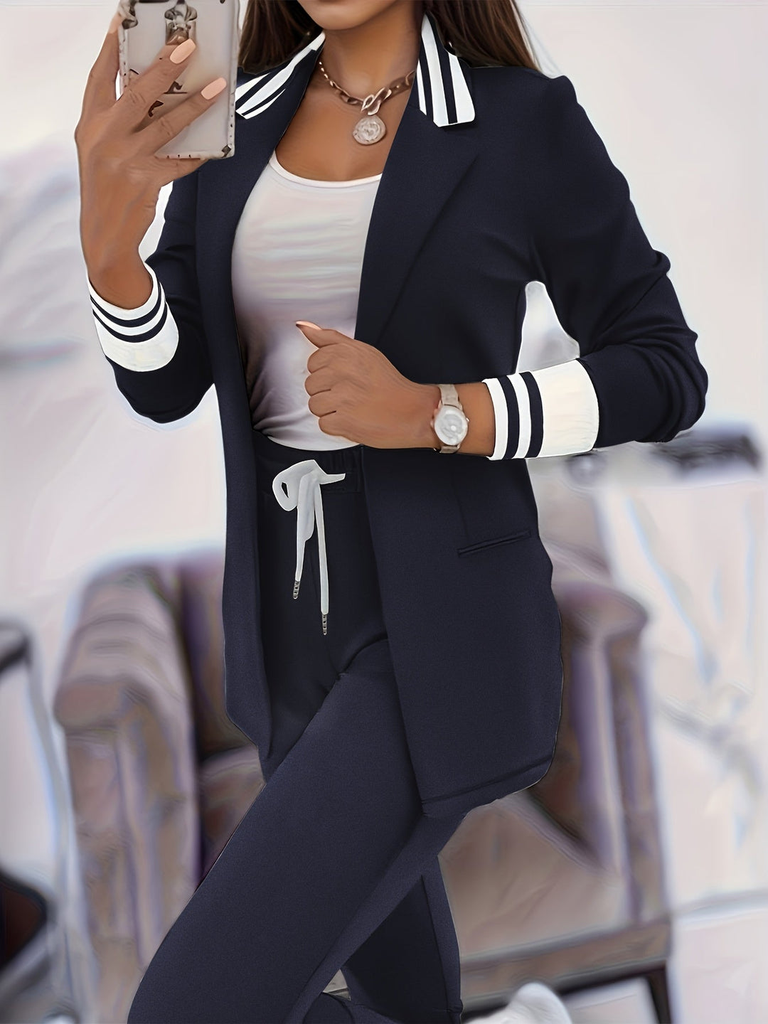 Ingelore - Fashionable striped two-piece set