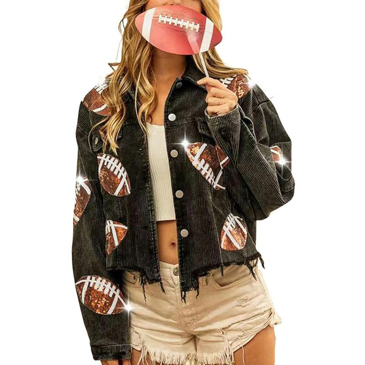 NERISSA™ - Chic Cropped Oversized Button Down Football Jacket