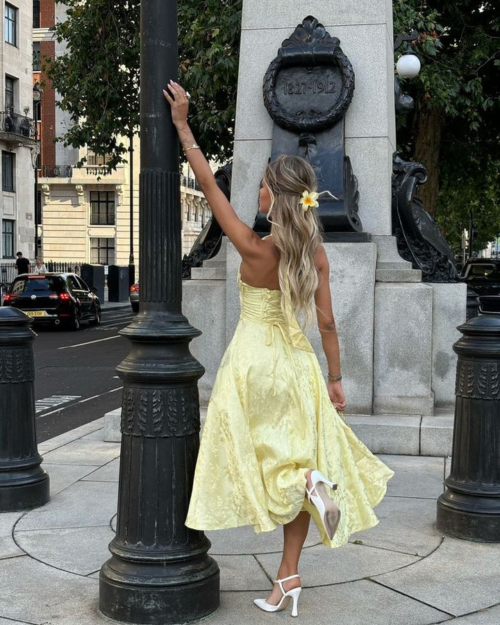 Mary - Elegant Halter Sleeveless Midi Dress