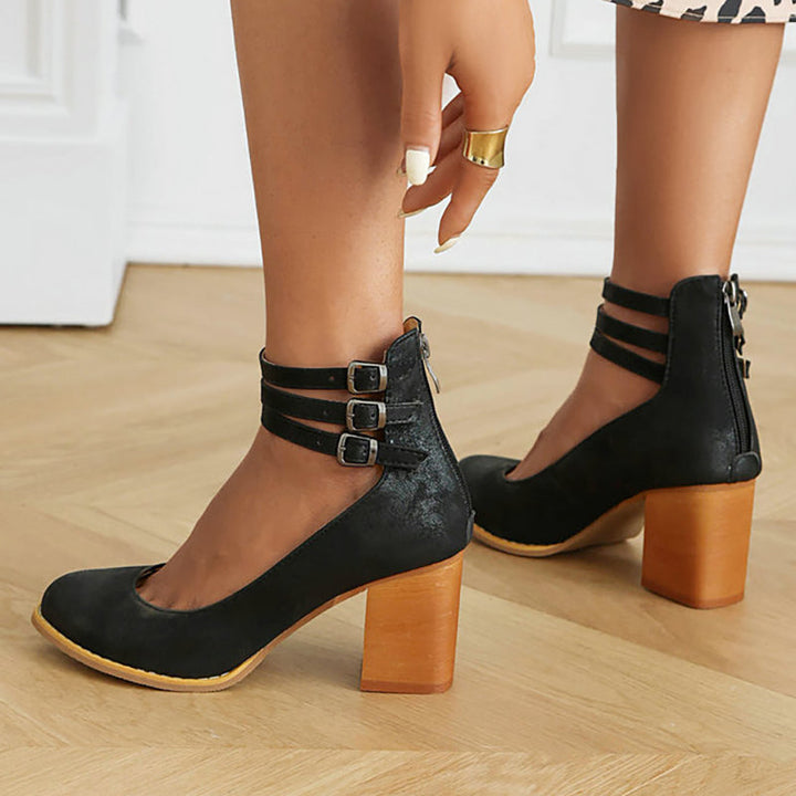 Jadara Triple Buckle Heels