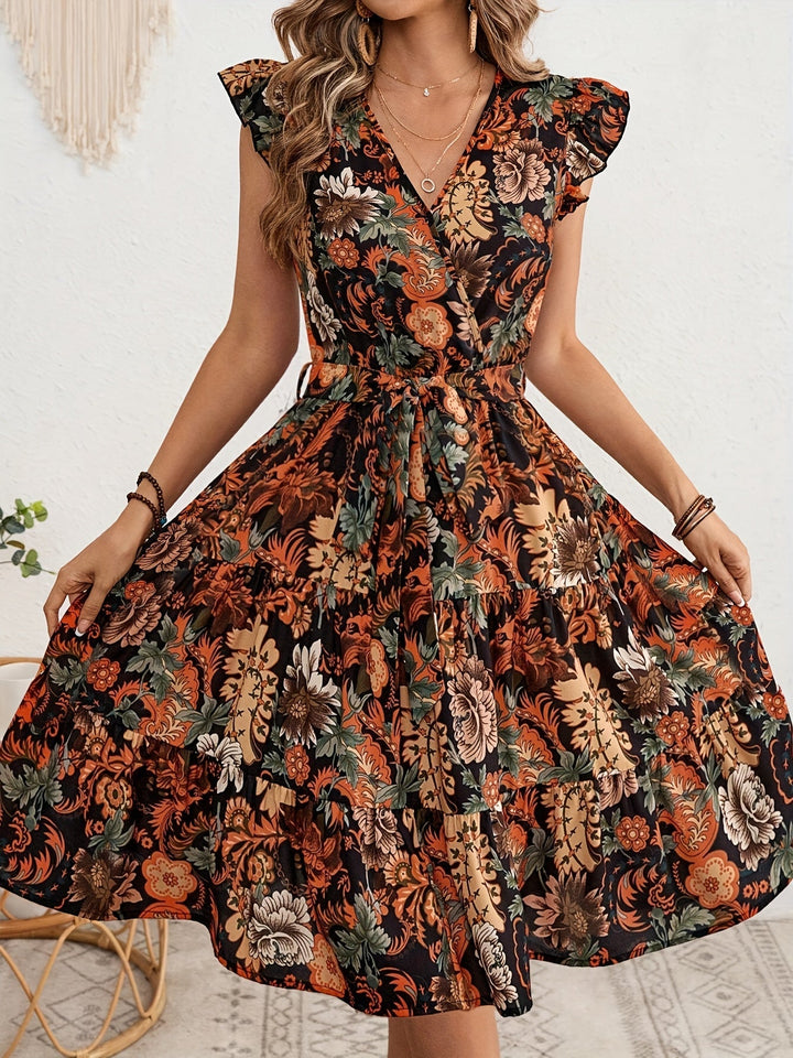 Ella™ - Elegant Floral Midi Dress