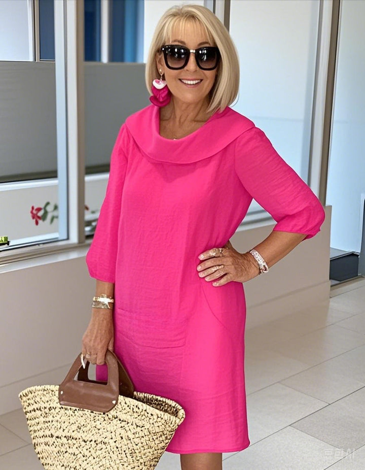 Zerena - Casual Cotton Pile Collar Dress