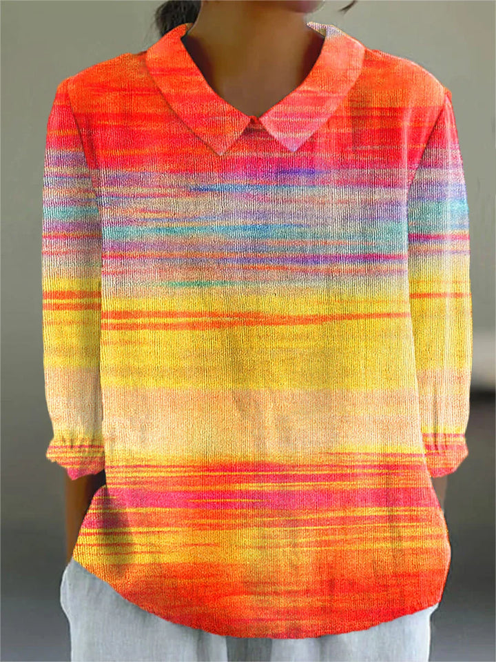 Cassie - Casual Autumn Gradient Striped Dress, Top and Jumpsuit