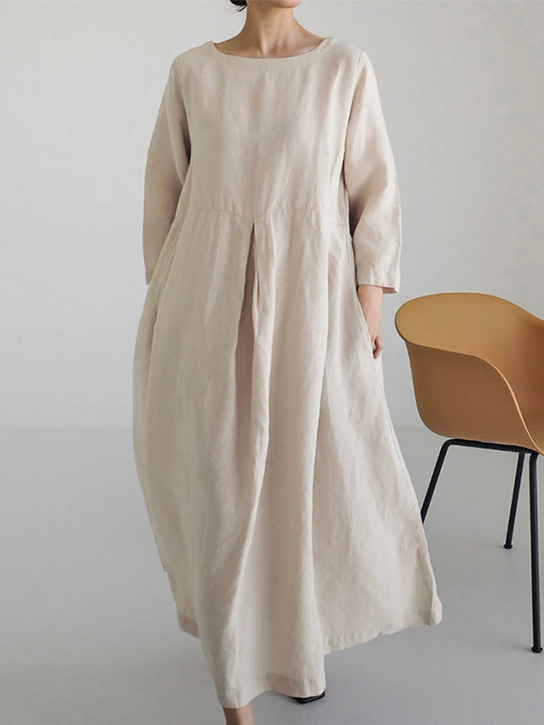 Luna™ - Loose Linen Dress with Side Pockets