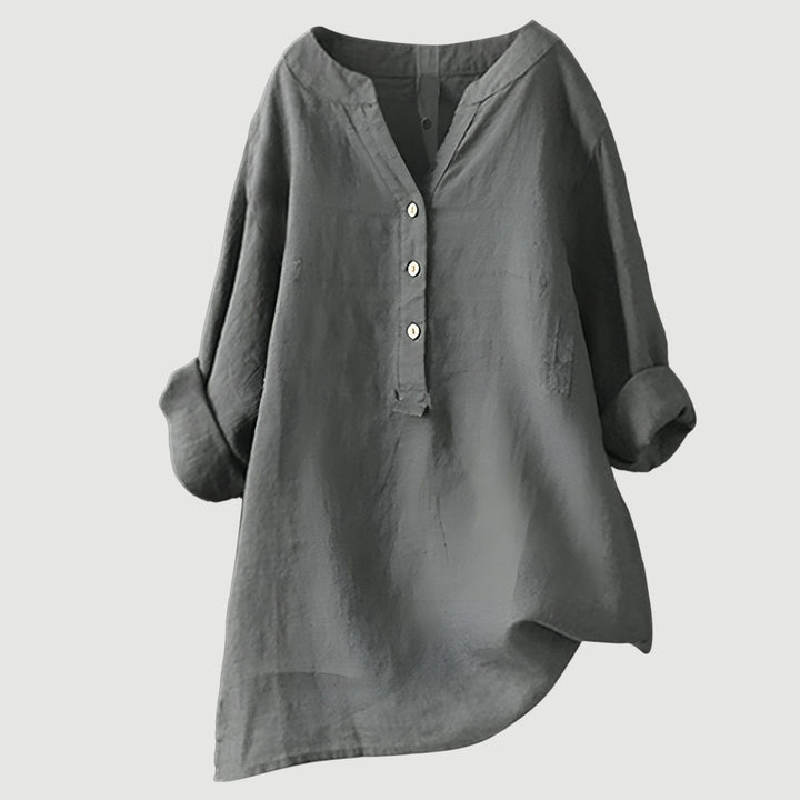 Solara - Button-Front Linen Shirt