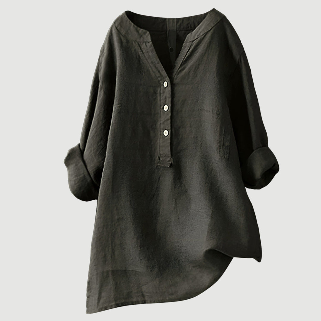 Solara - Button-Front Linen Shirt