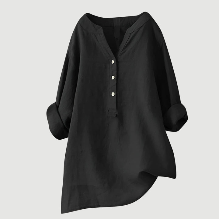 Solara - Button-Front Linen Shirt