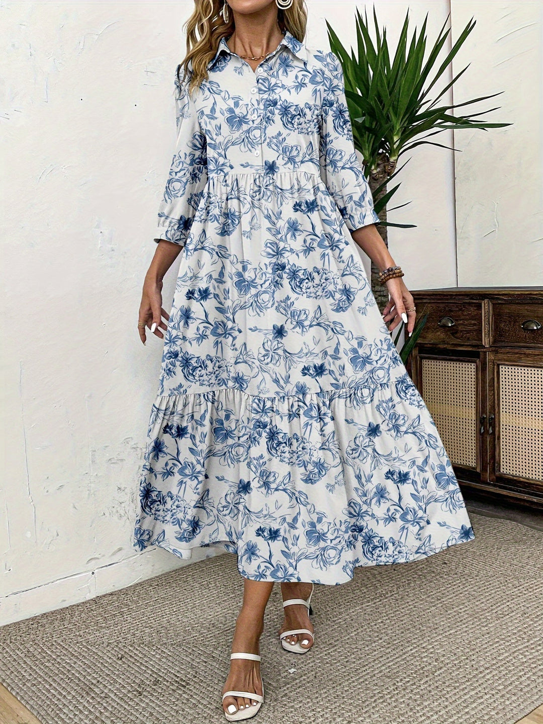 Valeska | Boho Floral Midi Dress