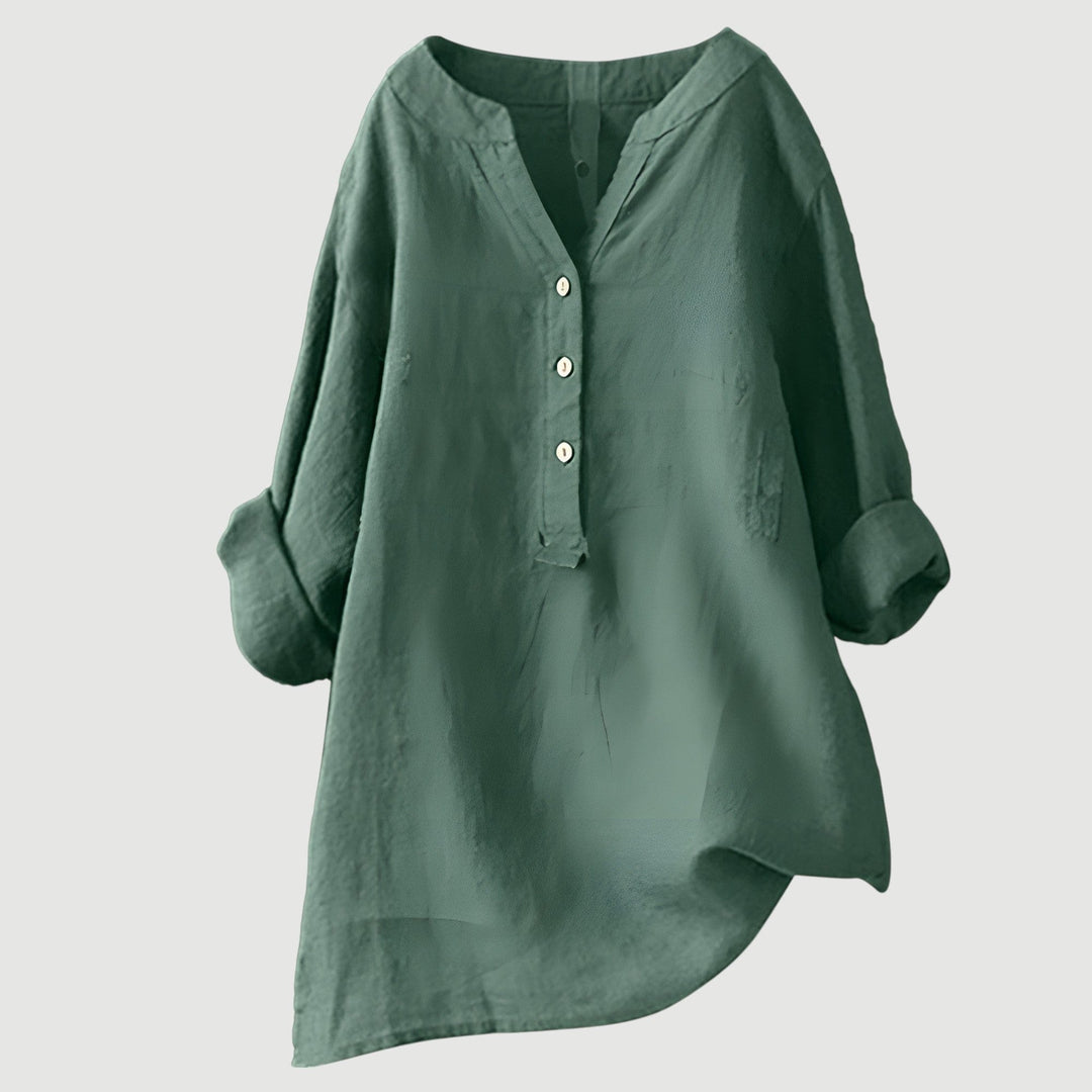 Solara - Button-Front Linen Shirt