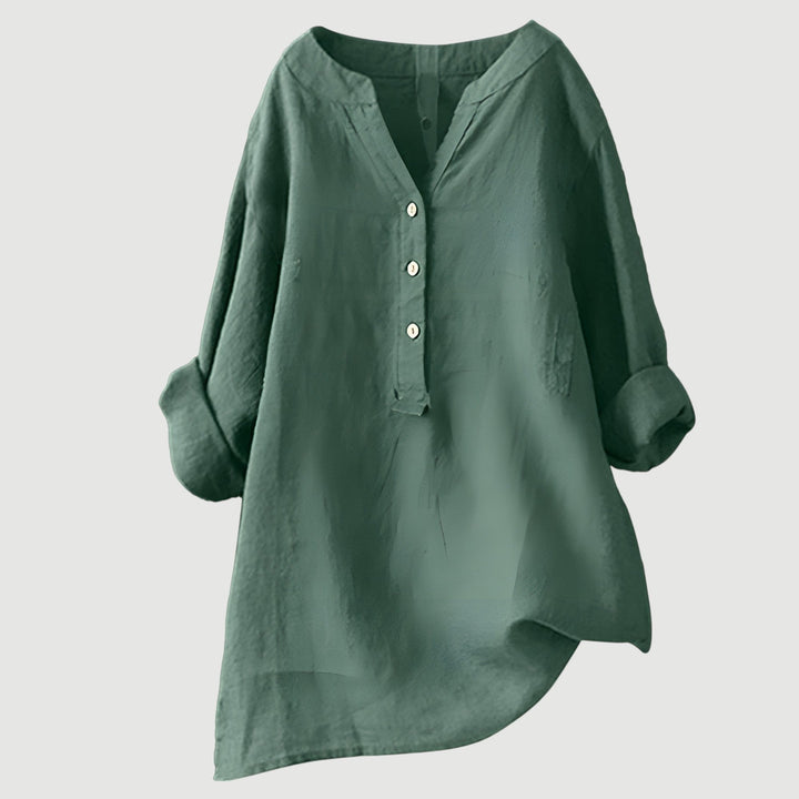 Solara - Button-Front Linen Shirt