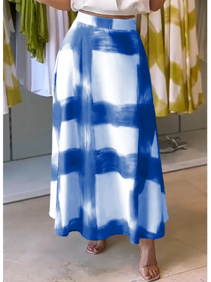 Jimin - Brushstroke Print Cotton and Linen Skirt