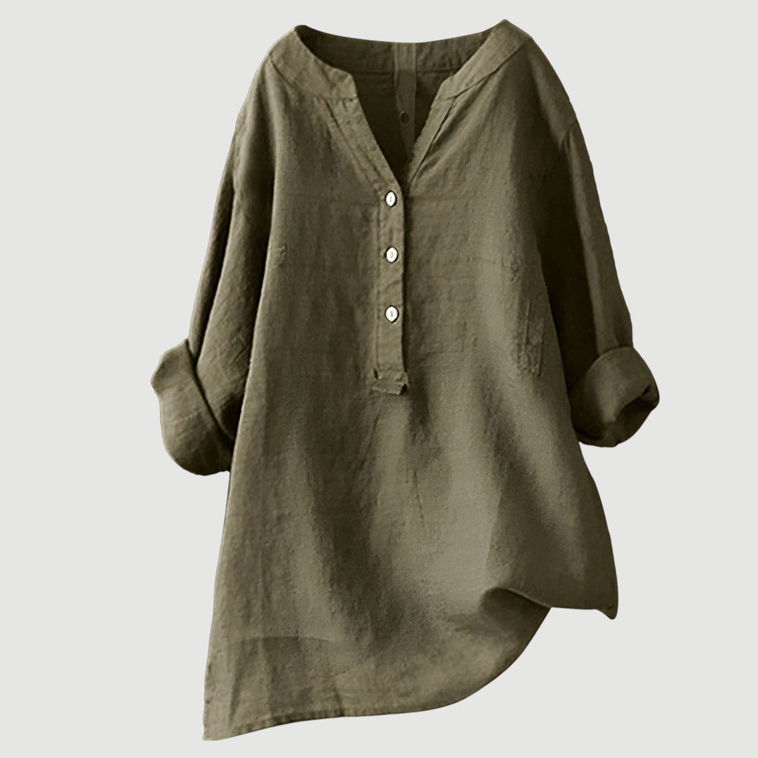 Solara - Button-Front Linen Shirt