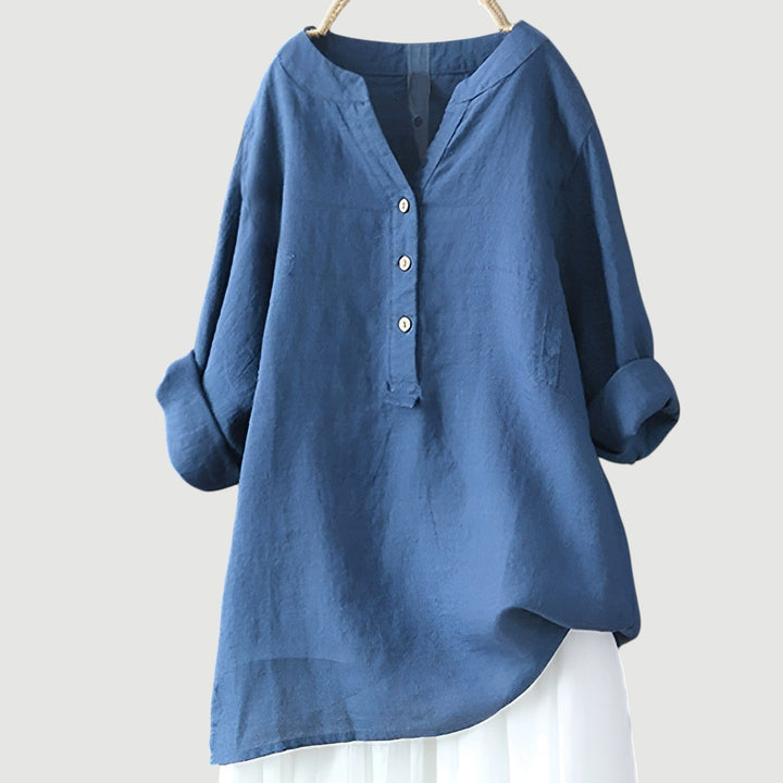 Solara - Button-Front Linen Shirt
