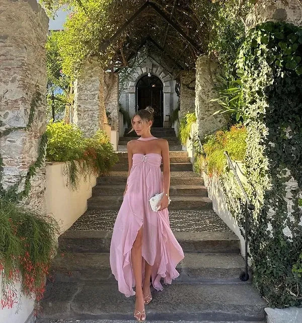 Jade - Irregular Ruffles Strapless Long Maxi Dress