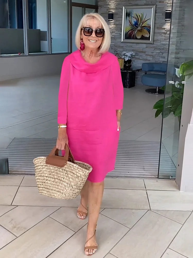 Zerena - Casual Cotton Pile Collar Dress