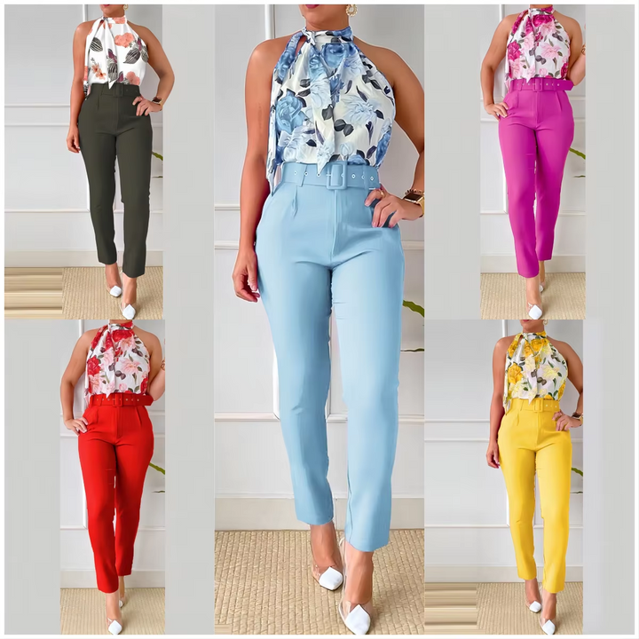 Scarlett™ - Chic Floral Tank Top & Pants Set