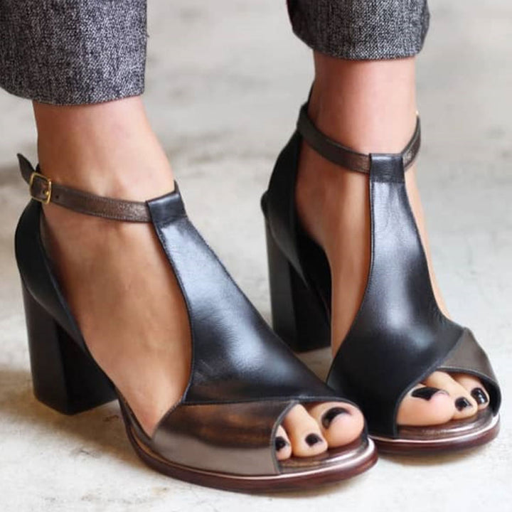 Nadaria – Black Patchwork Heels