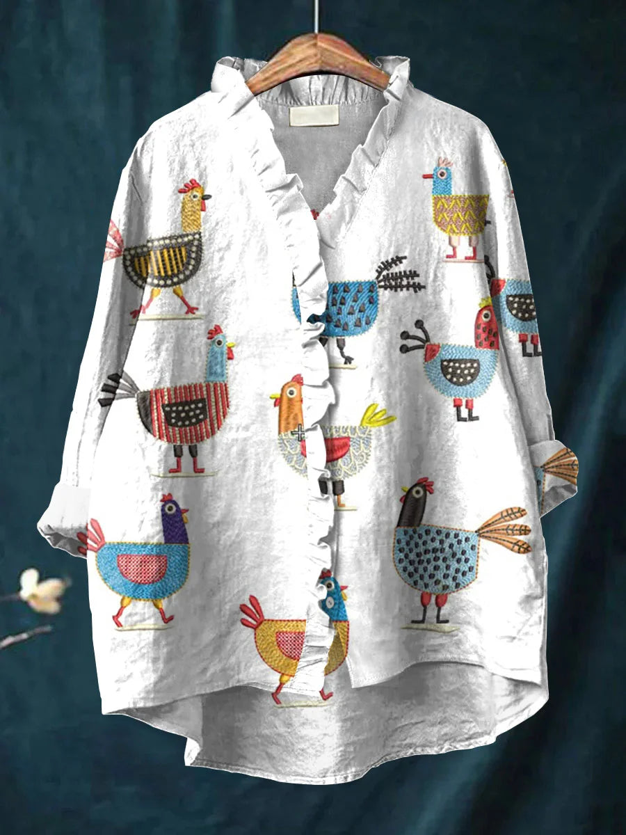 Giselle - Funny Chick Art Print Casual 100% Cotton Dress, Top, Jumpsuit and Pant