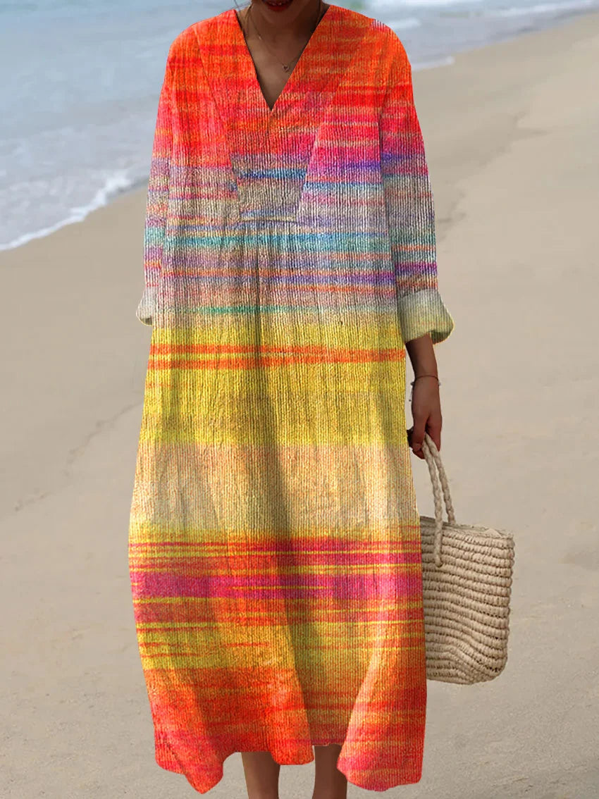 Cassie - Casual Autumn Gradient Striped Dress, Top and Jumpsuit