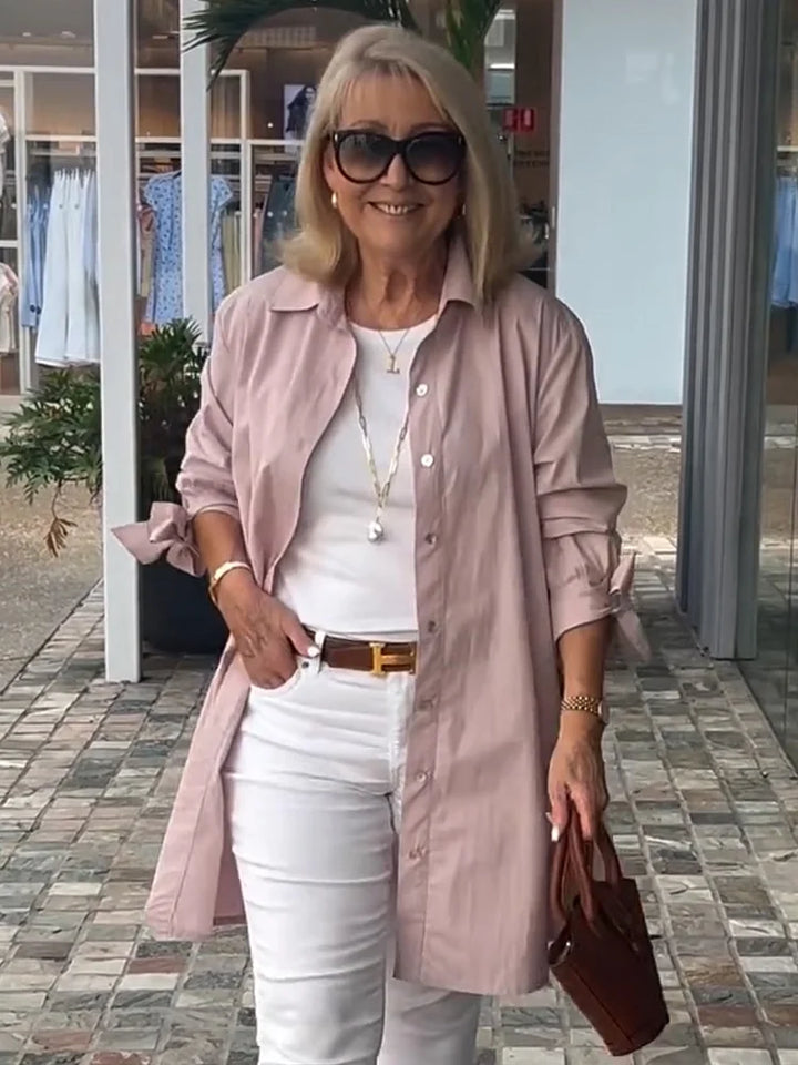 Isalyn - Flattering Cotton Stand Collar Jacket