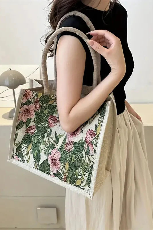 Taila Jute Bag with Floral Print and Eco-Friendly Design