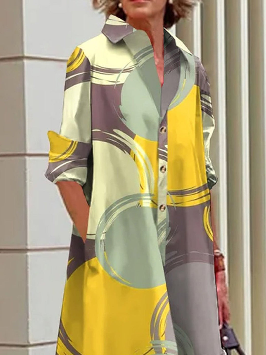 Jade | Abstract Polka Shirt Dress