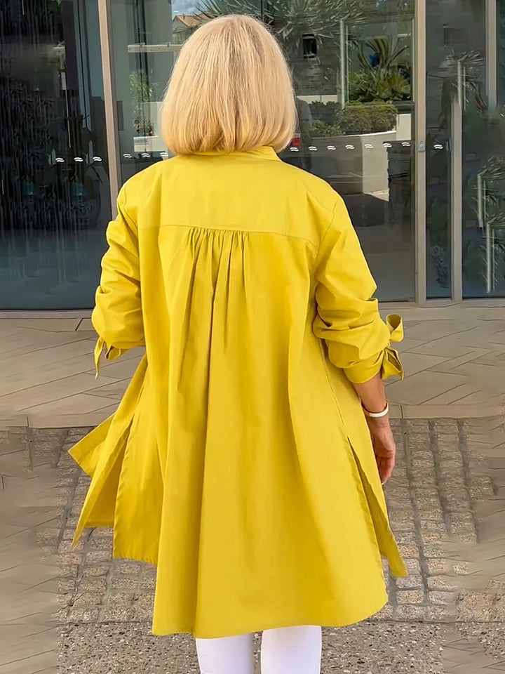 Elliora - Gathered Back Cotton Shirt Jacket