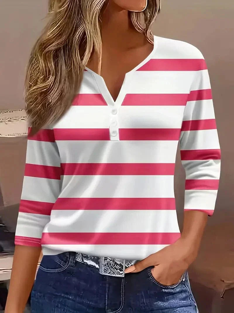 Dakota - Striped V-Neck Top