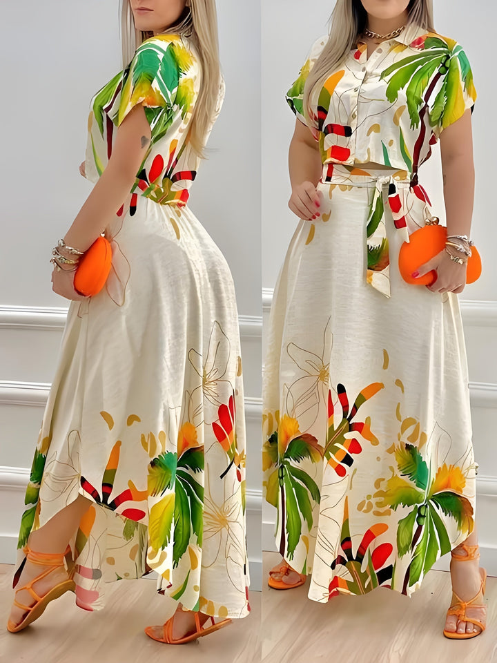Aubrey™ - Stylish Tropical Print Dress Set