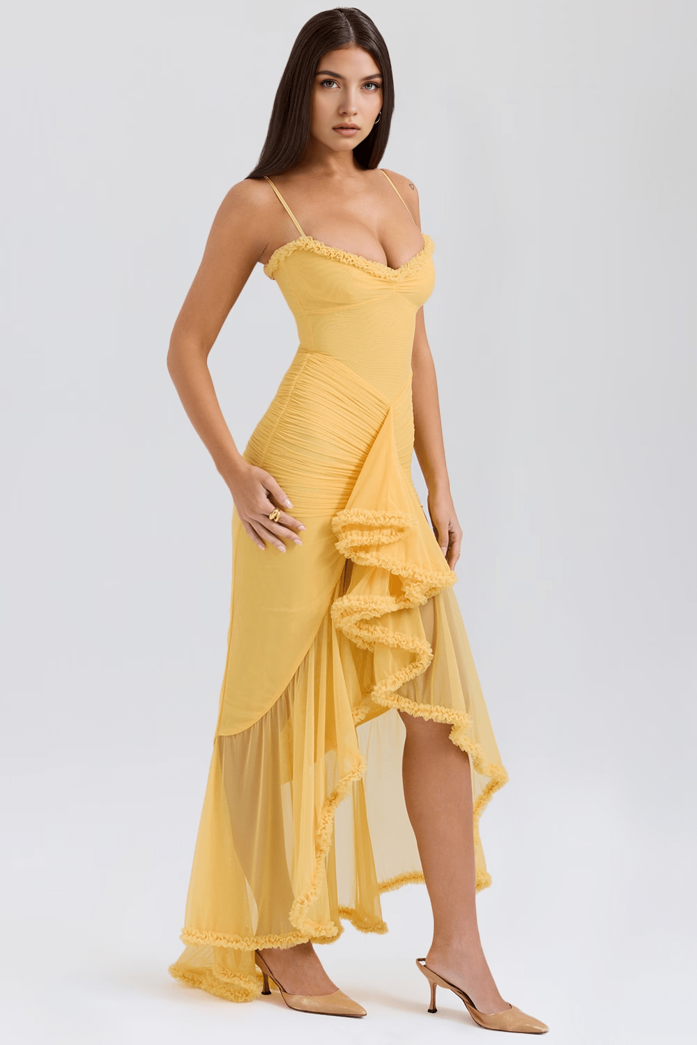 VOLARE RUFFLE GOWN