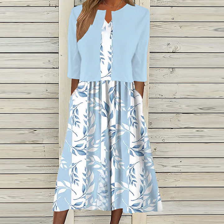 Monicca - Midi dress with unique print and jacket