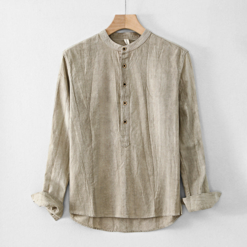 CRIS LINEN HENLEY SHIRT