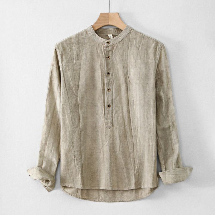 CRIS LINEN HENLEY SHIRT