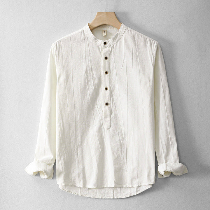CRIS LINEN HENLEY SHIRT