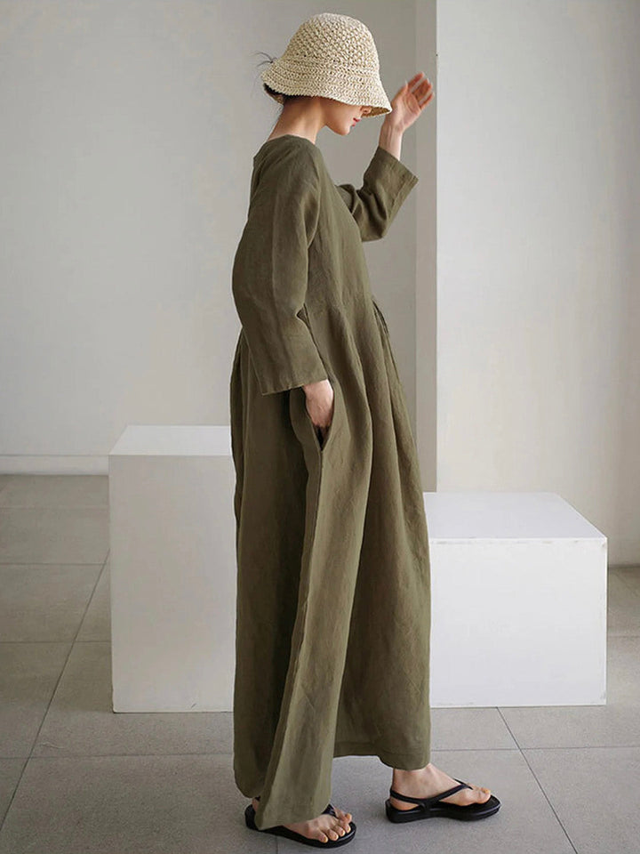 Luna™ - Loose Linen Dress with Side Pockets