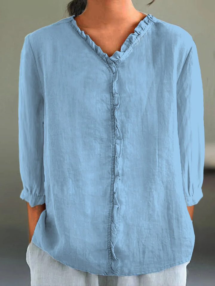 Jennaya | Ruffled Cotton-Linen Shirt