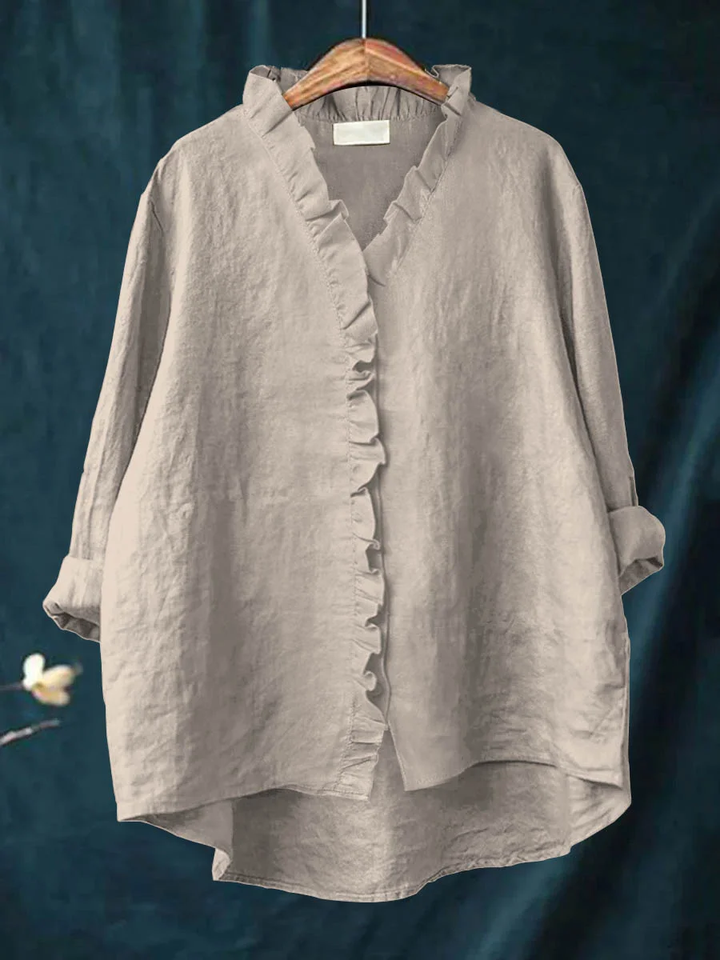 Jennaya | Ruffled Cotton-Linen Shirt